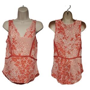 Miami Multicolor Pink & Ivory Lo-Hi Blouse  Size  Pink, Rayon Ivory Size Small